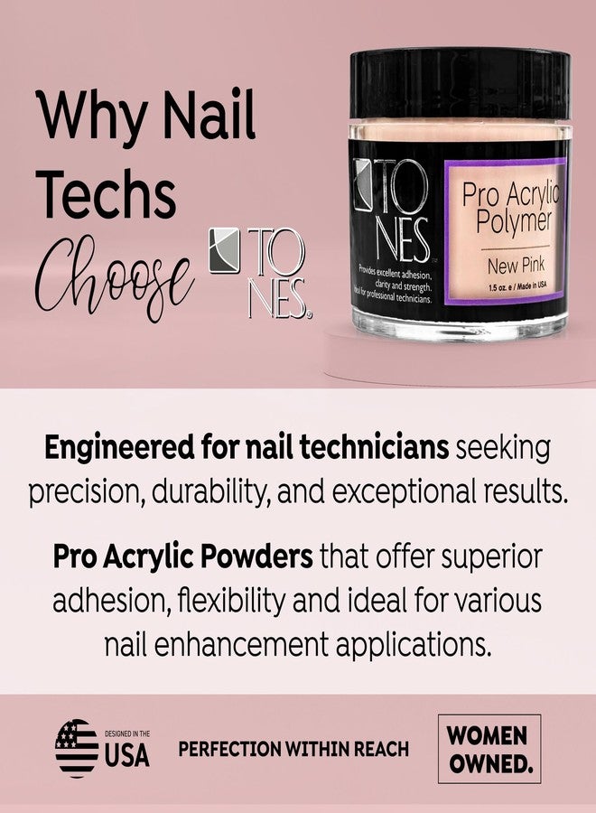Tones Pro Acrylic Nail Powder, New Pink (Fresh Peach-Toned Pink), (1.5 Fl Oz) - Long-Lasting & Non-Yellowing Polymer for Salon Quality Nail Extensions & 3D Art - Image 4